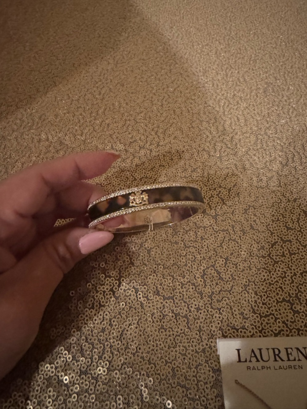New LAUREN Ralph Lauren Brown Tortoise and Gold Bangle Bracelet